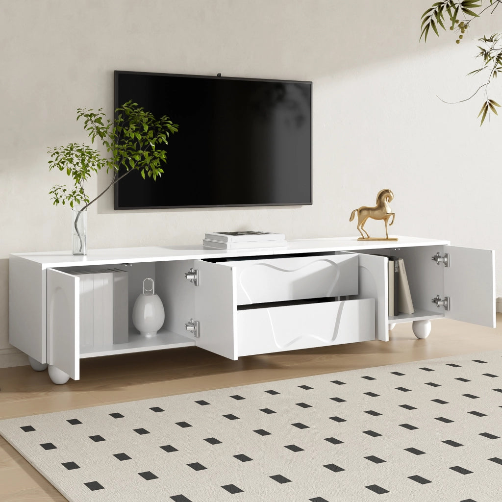 Cassettiera per TV bianca in truciolare lunghezza 180 cm