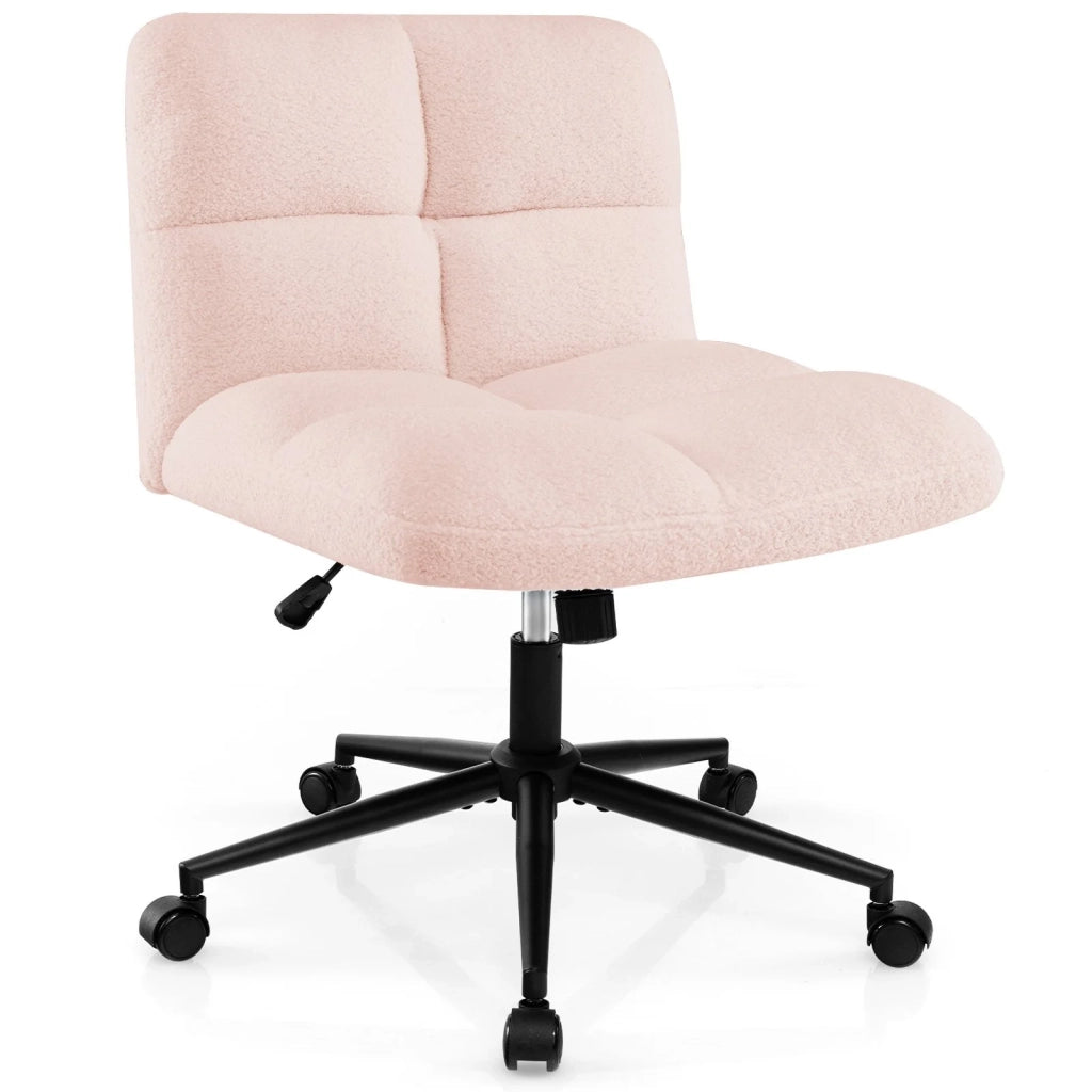 Sedia da ufficio con seduta ampia 73 x 69 x 79-87 cm regolabile e comoda stile moderno in similpelle di pecora rosa 20_0011280