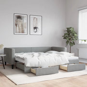 Divano Letto Estraibile Cassetti Grigio Chiaro 100x190 Tessuto 3196657