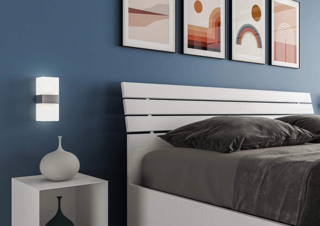 BS COM Letto matrimoniale con rete 160x190 bianco frassino