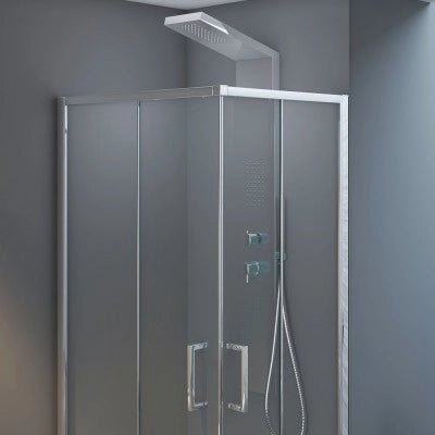 Box doccia angolare 70x70 cm doppio scorrevole in cristallo trasparente Ted