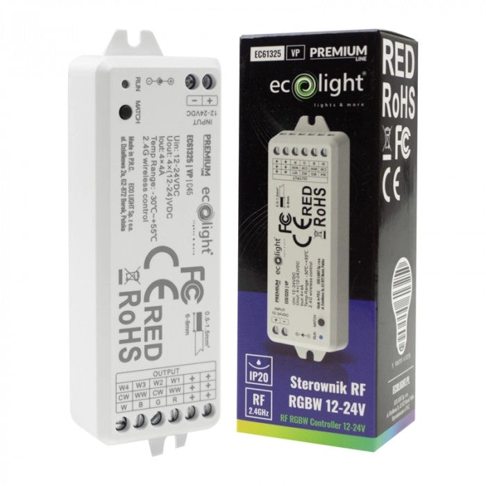Controller RF RGBW 16A per strisce LED 12-24V Ecolight