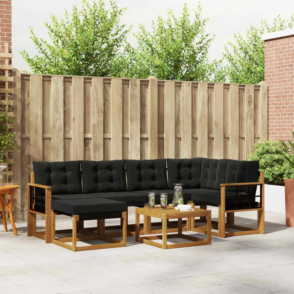Set di divani da esterno con cuscino 7 pcs Naturale e Nero 3368863