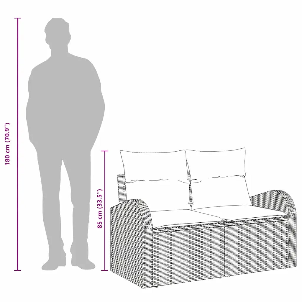 Divano da giardino Marrone 124 x 62 x 69cm polyrattan 42006743