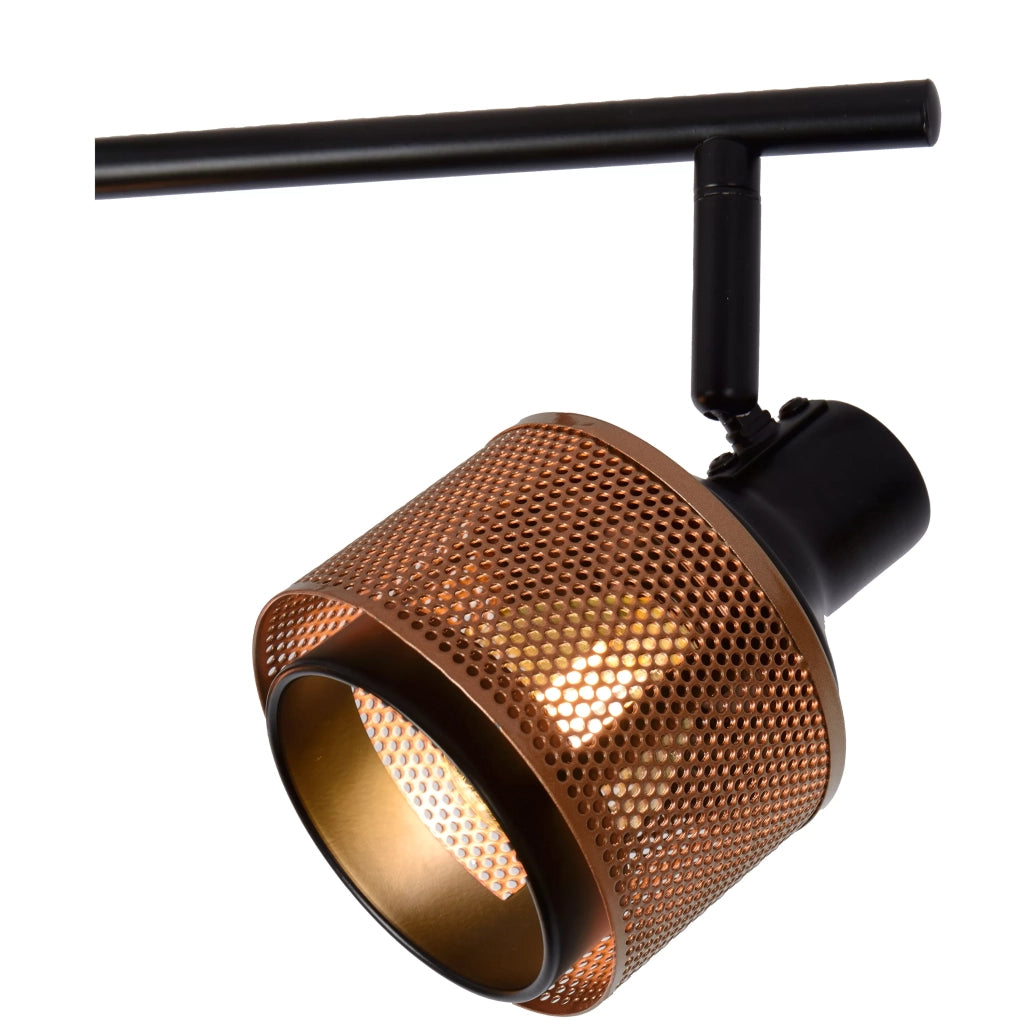 Plafoniera industriale Rafa 4 spot nero oro E14 Lucide