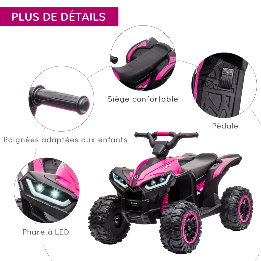 Quad Elettrico per Bambini ¨C Minimal ¨C Nero e Rosa, Metallo e PP, 12V