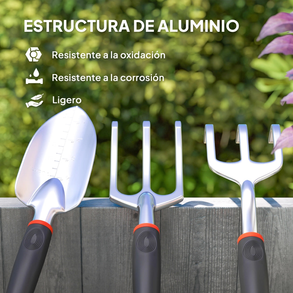 Set Giardinaggio 9 Pezzi ¨C Minimal ¨C Aluminio, Verde, Leggero