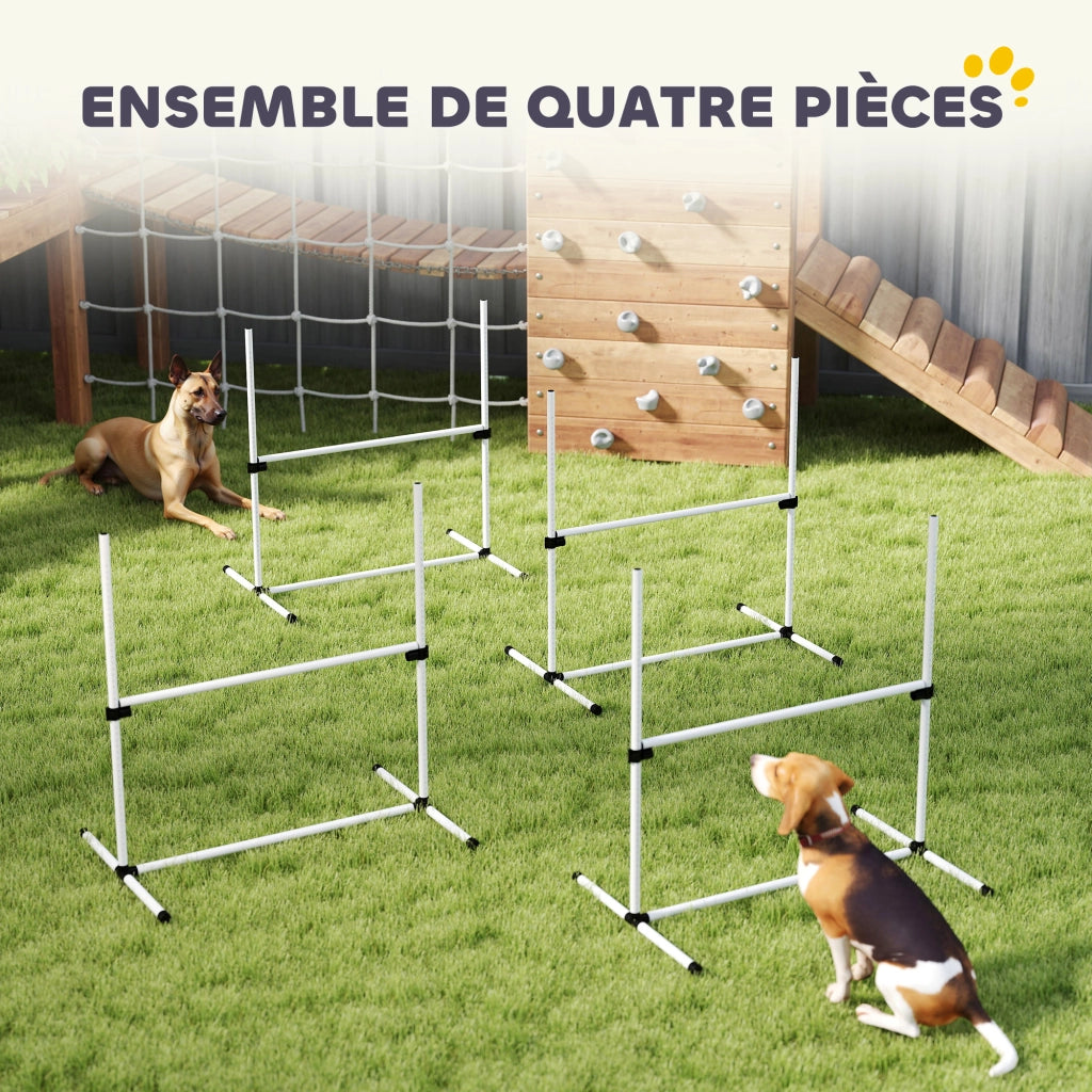 Set Agility per Cani ¨C Minimal ¨C 4 Ostacoli Regolabili in Plastica Bianco