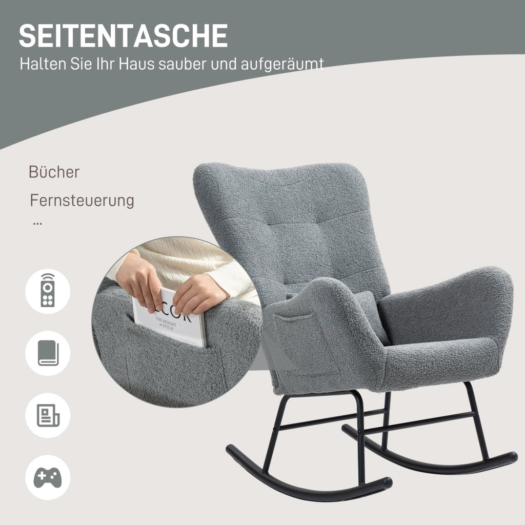 Poltrona Dondolo ¨C Minimal ¨C Grigio Tessuto Imbottito