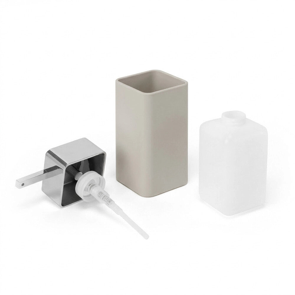 Set accessori bagno completo da 4 pezzi in plastica beige e cromo Star
