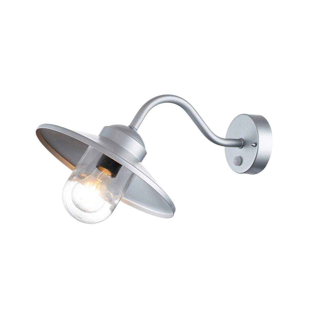 Applique esterno con sensore argento E27 60W Klampenborg