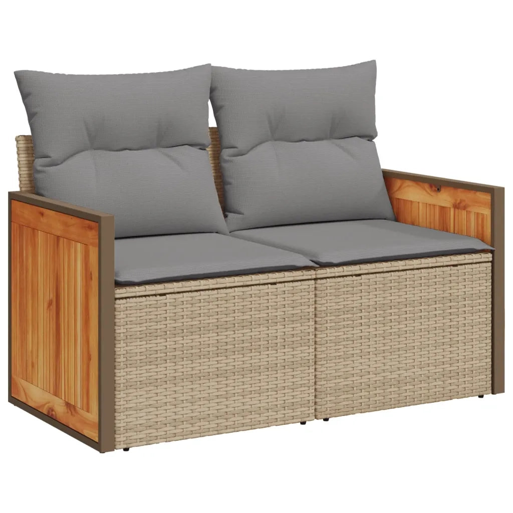 Divano da Giardino con Cuscini a 2 Posti Beige in Polyrattan 366111