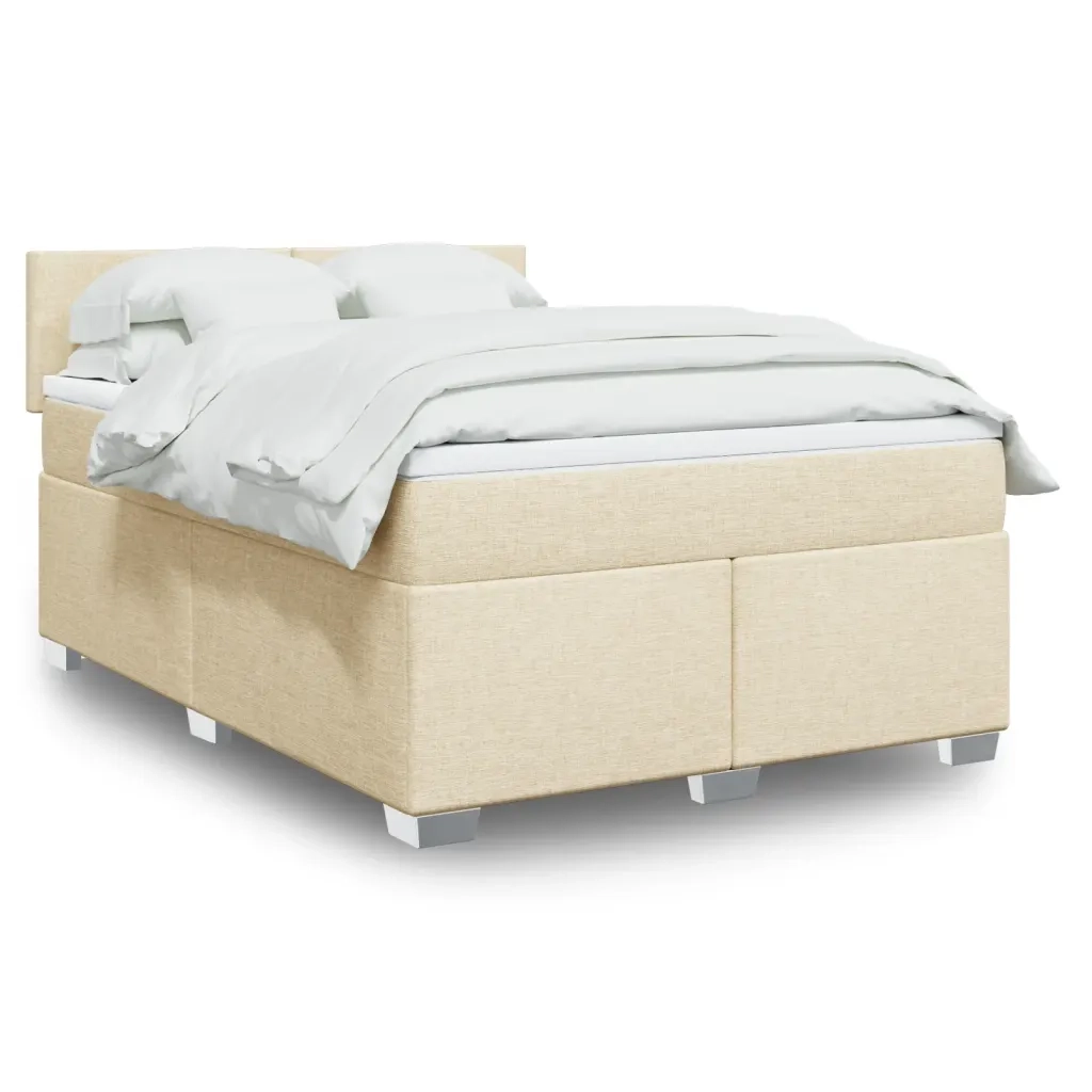 Giroletto a Molle con Materasso Crema 160x200 cm in Tessuto 3288237