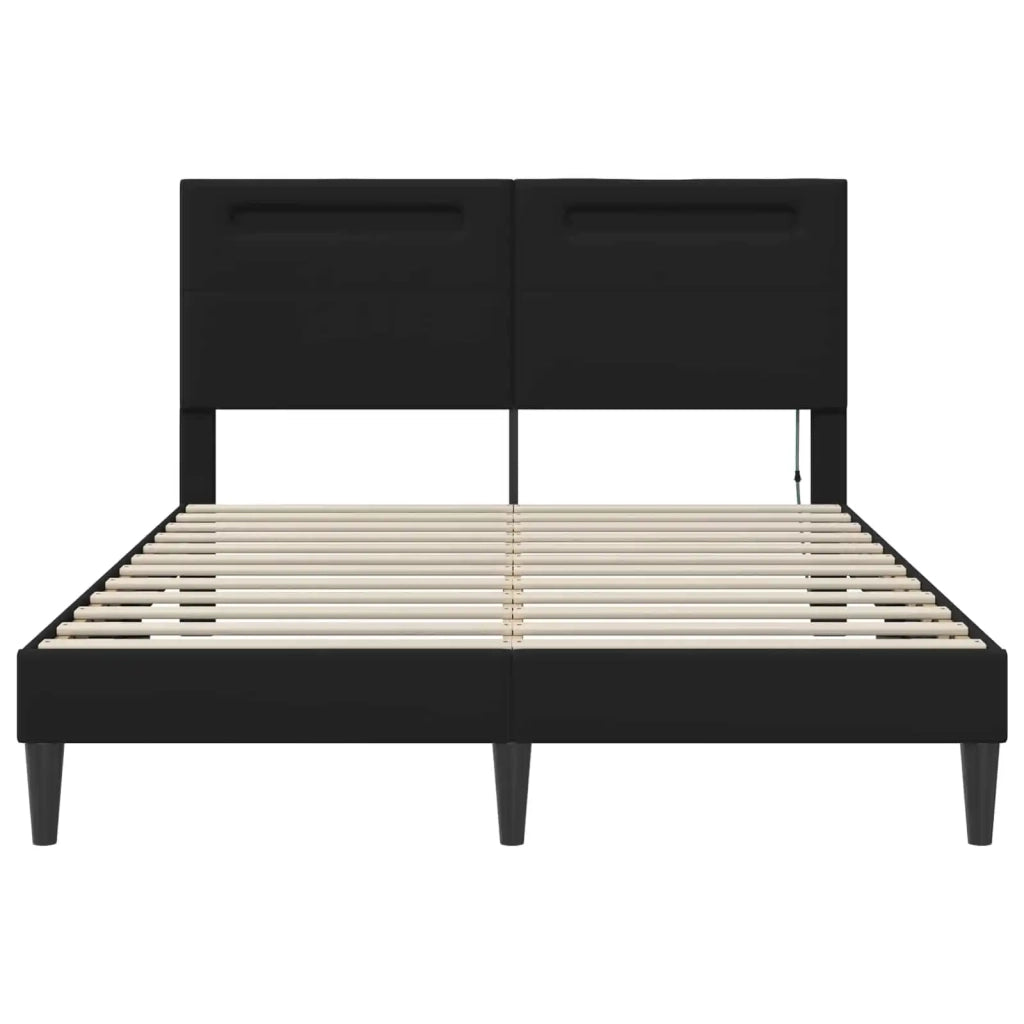 Letto matrimoniale | Letto per adulti | Struttura del letto con testiera Nero 160 x 200 cm Similpelle