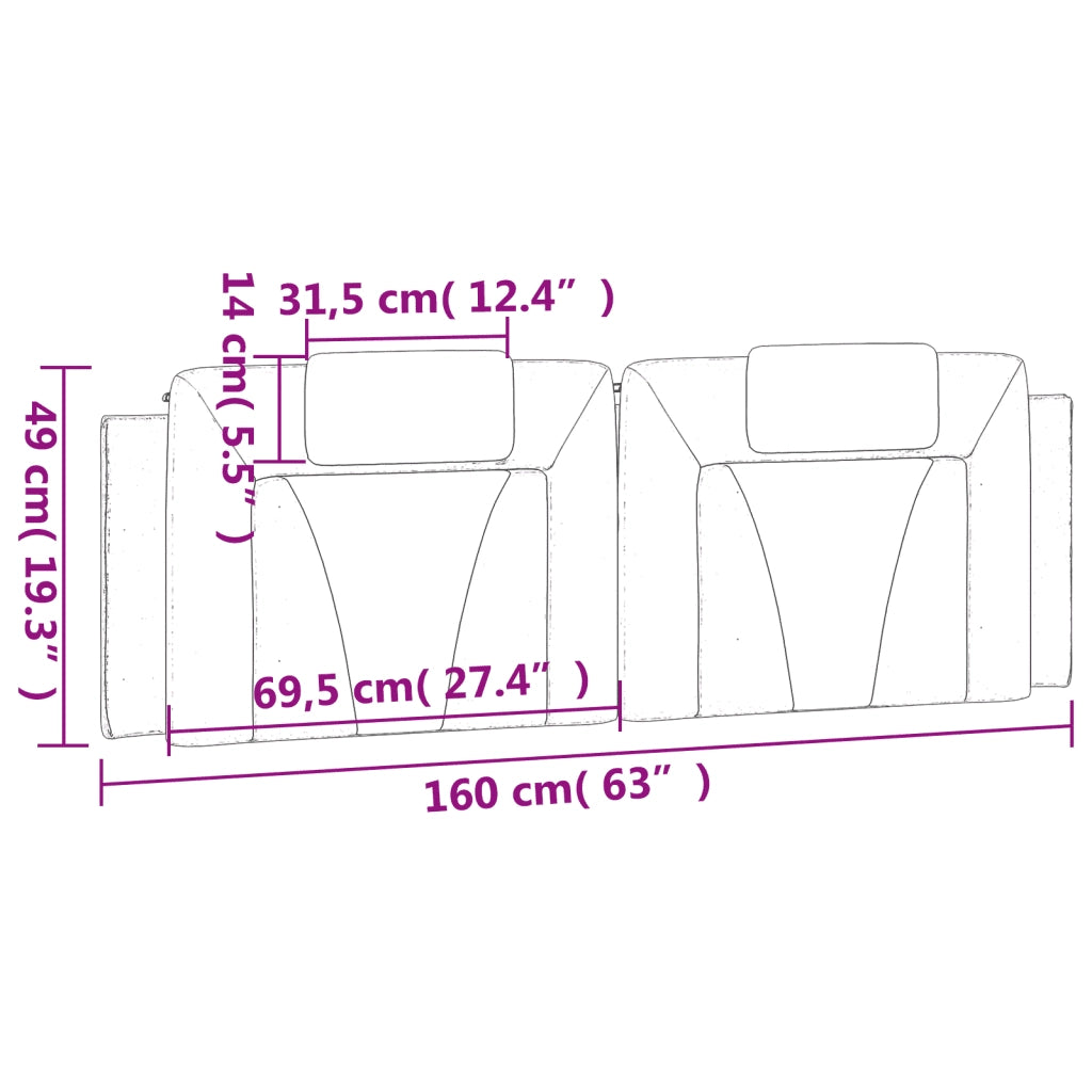 Cuscino Testiera Viana Bianco 160 cm in Similpelle 374798