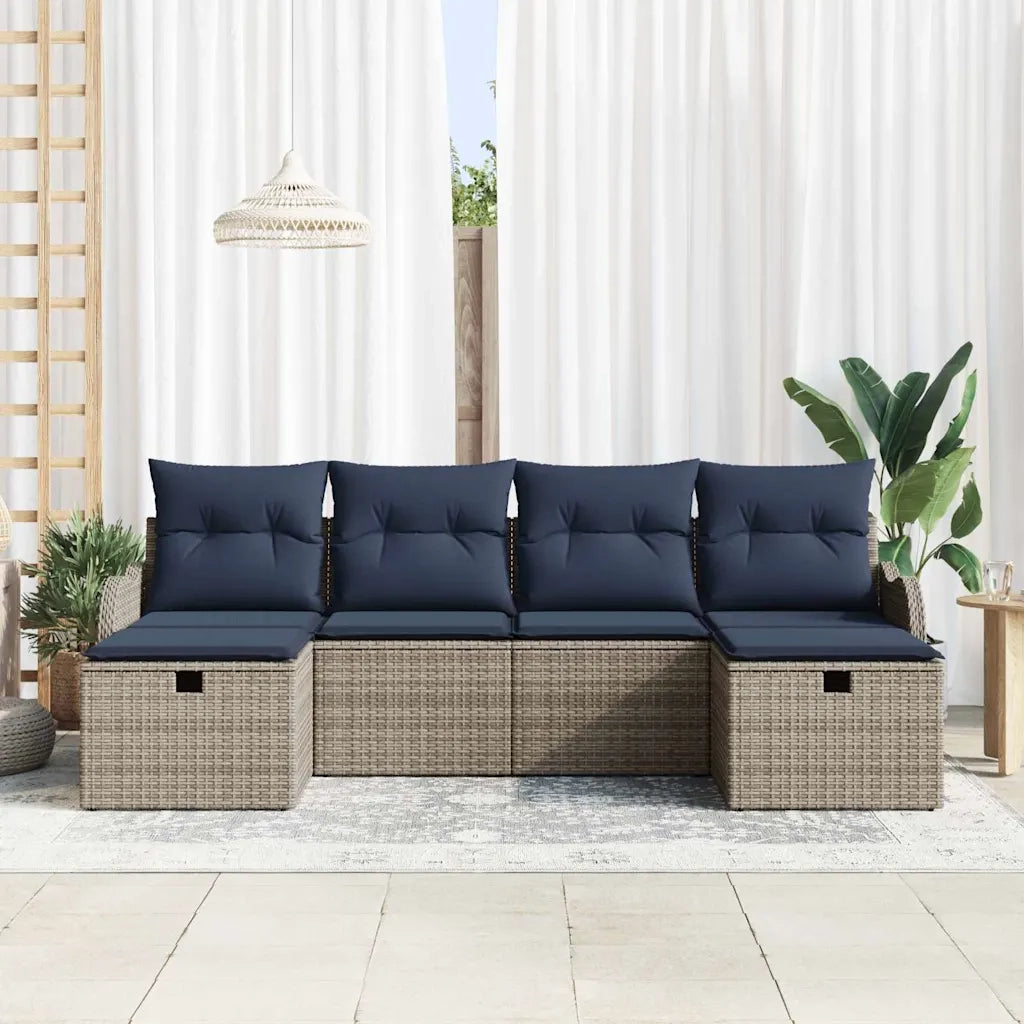 Set di divani 6 pz 6-Numero di posti Grigio e Blu Navy 3359024