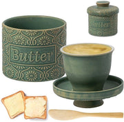 Vaso ceramico per burro con coperchio e mescolatore vintage a raffreddamento ad acqua