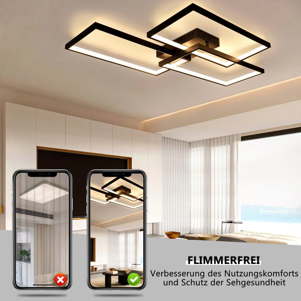 ZMH Lampada da soffitto plafoniera LED moderna telecomando metallo nero per camera letto
