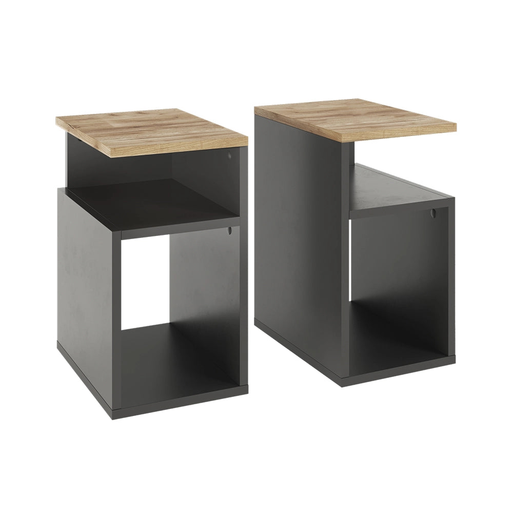 Vicco Comodino Antracite/quercia dorata Set di 2