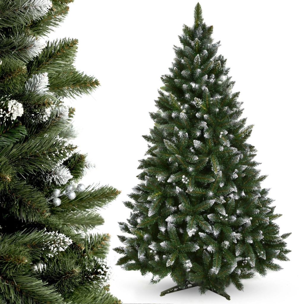 Albero di Natale artificiale KADAX realistico, 220 cm, denso, a forma di diamante, ricoperto di neve, di alta qualità.