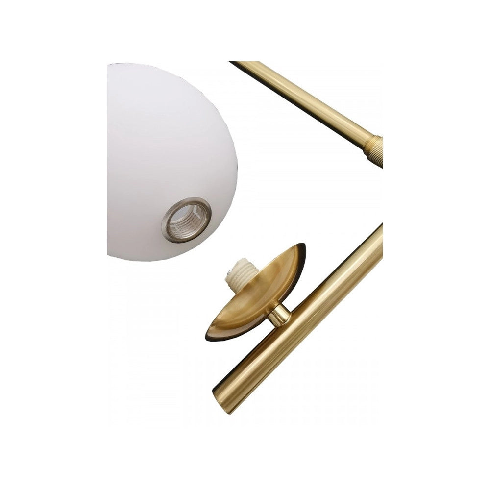 Trade Shop - Lampadario A Sospensione Oro Con 2 Sfere In Vetro Bianco Opaco Attacco G9 E27 33481 -