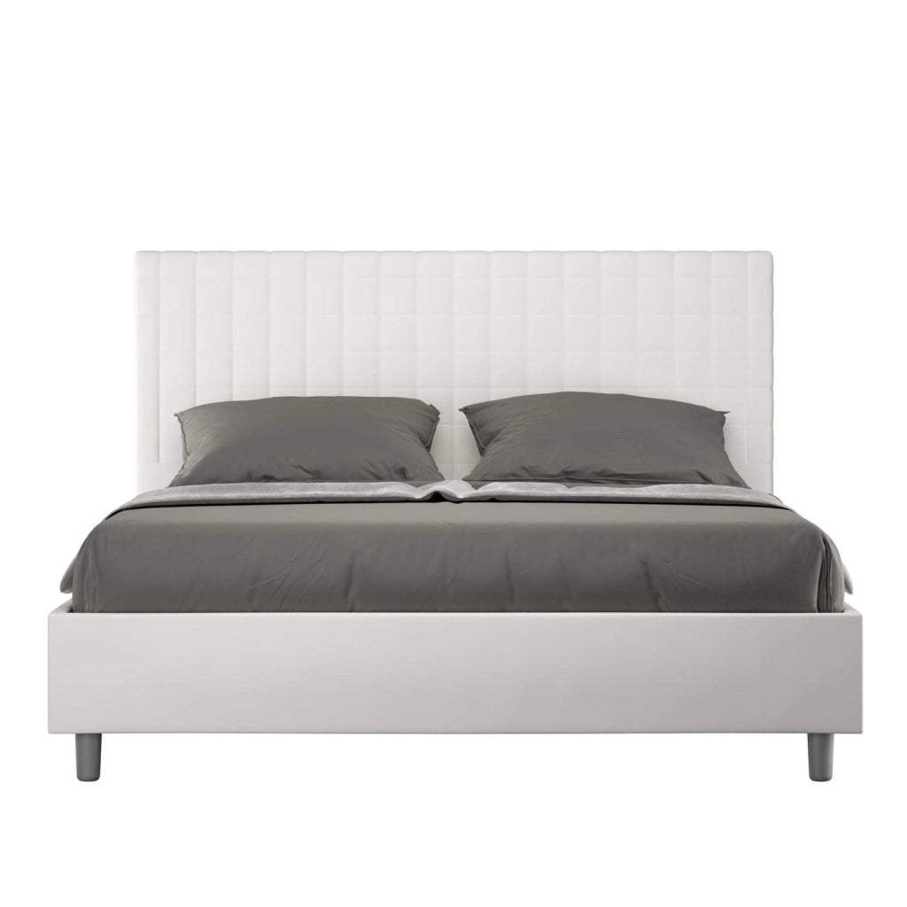 Letto matrimoniale king size con rete imbottito 170x190 similpelle bianco Sunny