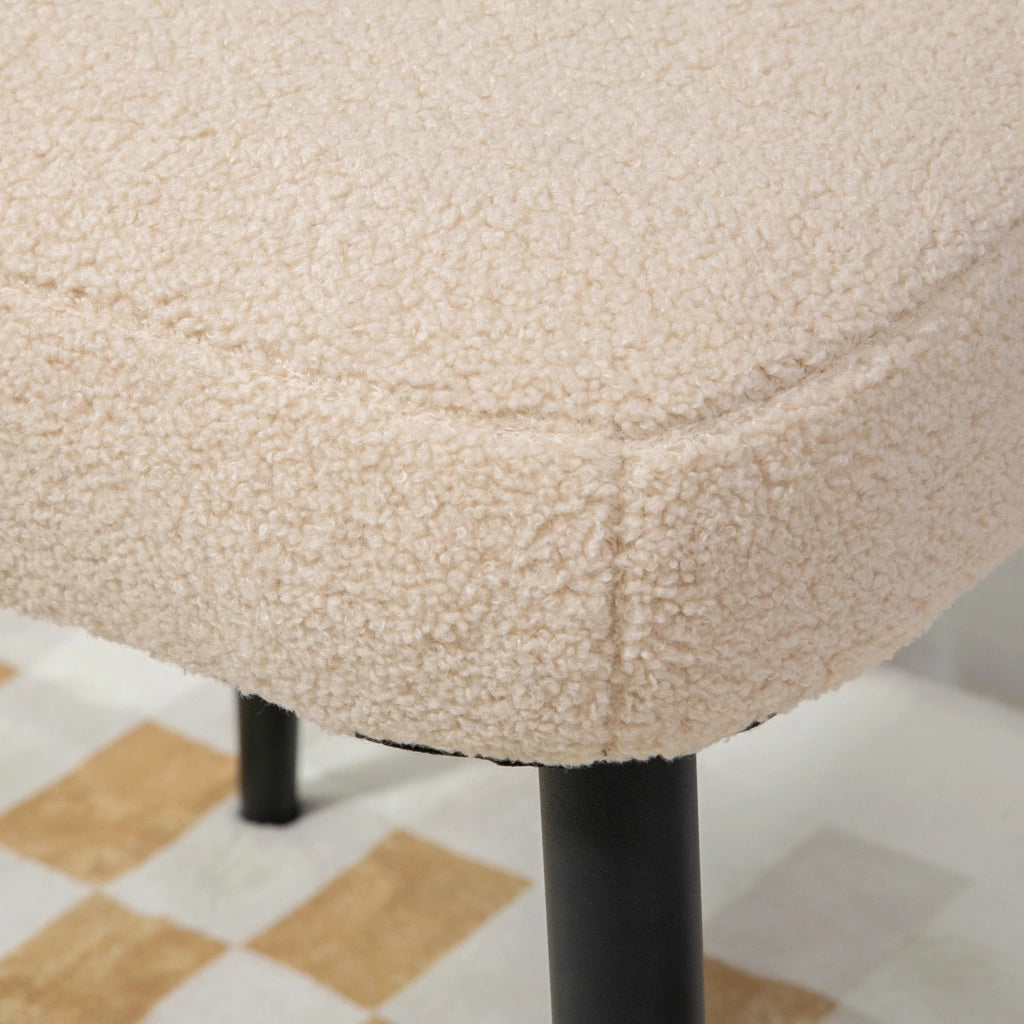 Pouf Sedile Imbottito Beige ¨C Zephmum ¨C Tessuto Boucl¨¦