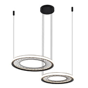 Lampada sospesa Nest doppio anello nero LED 77W 4000K Milagro