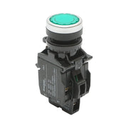 Pulsante di comando illuminato 220V AC LED verde con ritorno 1NO+1NC, 10A/600V AC, 1A/250V DC LA42 Breckner Germany