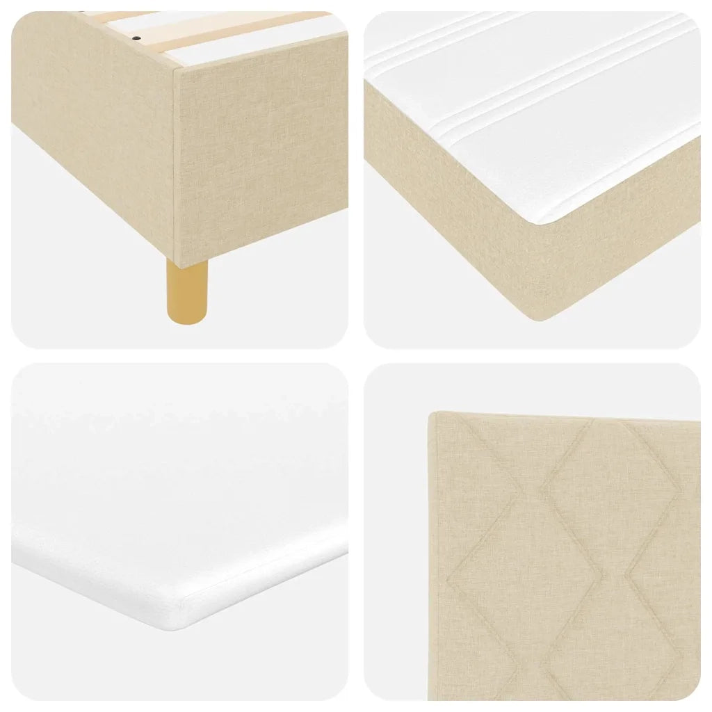 Letto a molle con materasso Crema 200 x 200 cm Tessuto 3339726