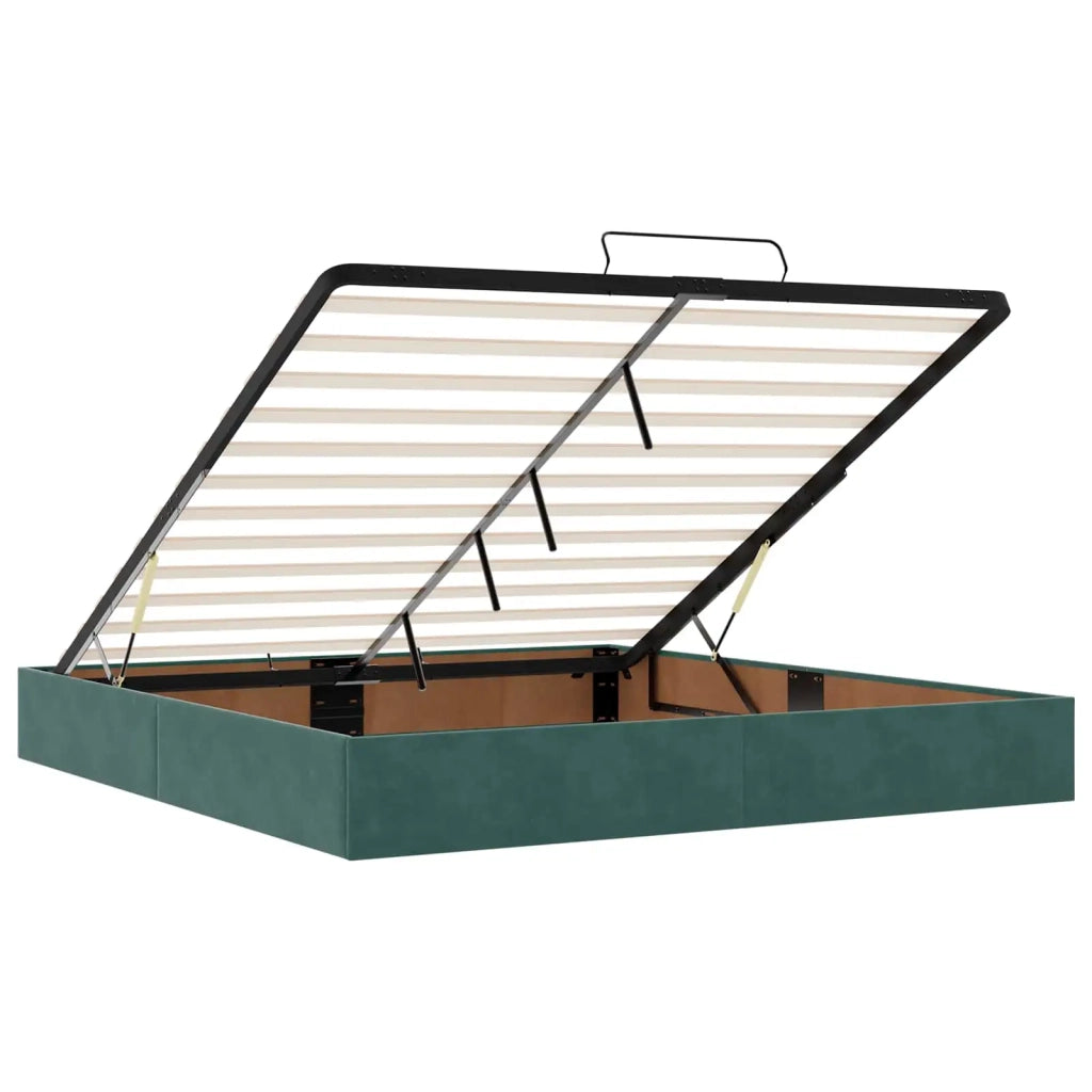Letto Ottomano con Materasso e LED Verde Scuro 180 x 200 cm 3457230