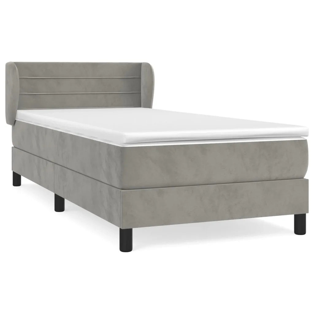 Giroletto a Molle con Materasso Grigio Chiaro 90x200 cm Velluto 3127529