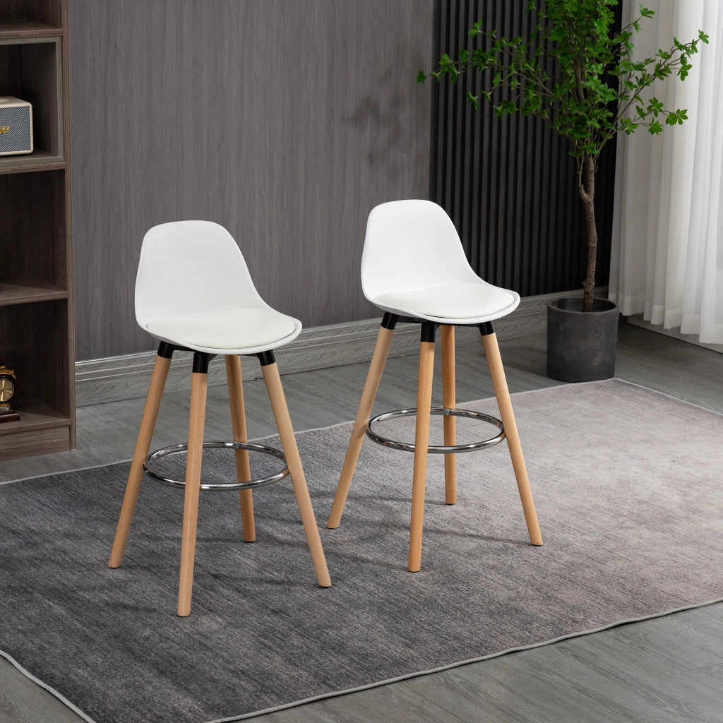 Sgabello da Bar Imbottito ¨C Xylo ¨C PU Bianco 43x43x91cm Set 2 Pezzi