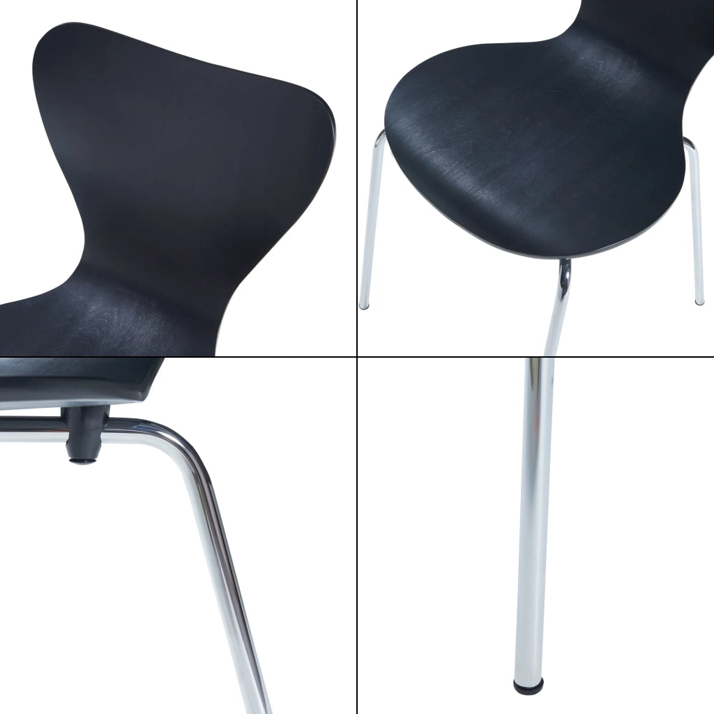 Set di 4 sedie da pranzo moderne e robuste in nero/cromo 03_0009814