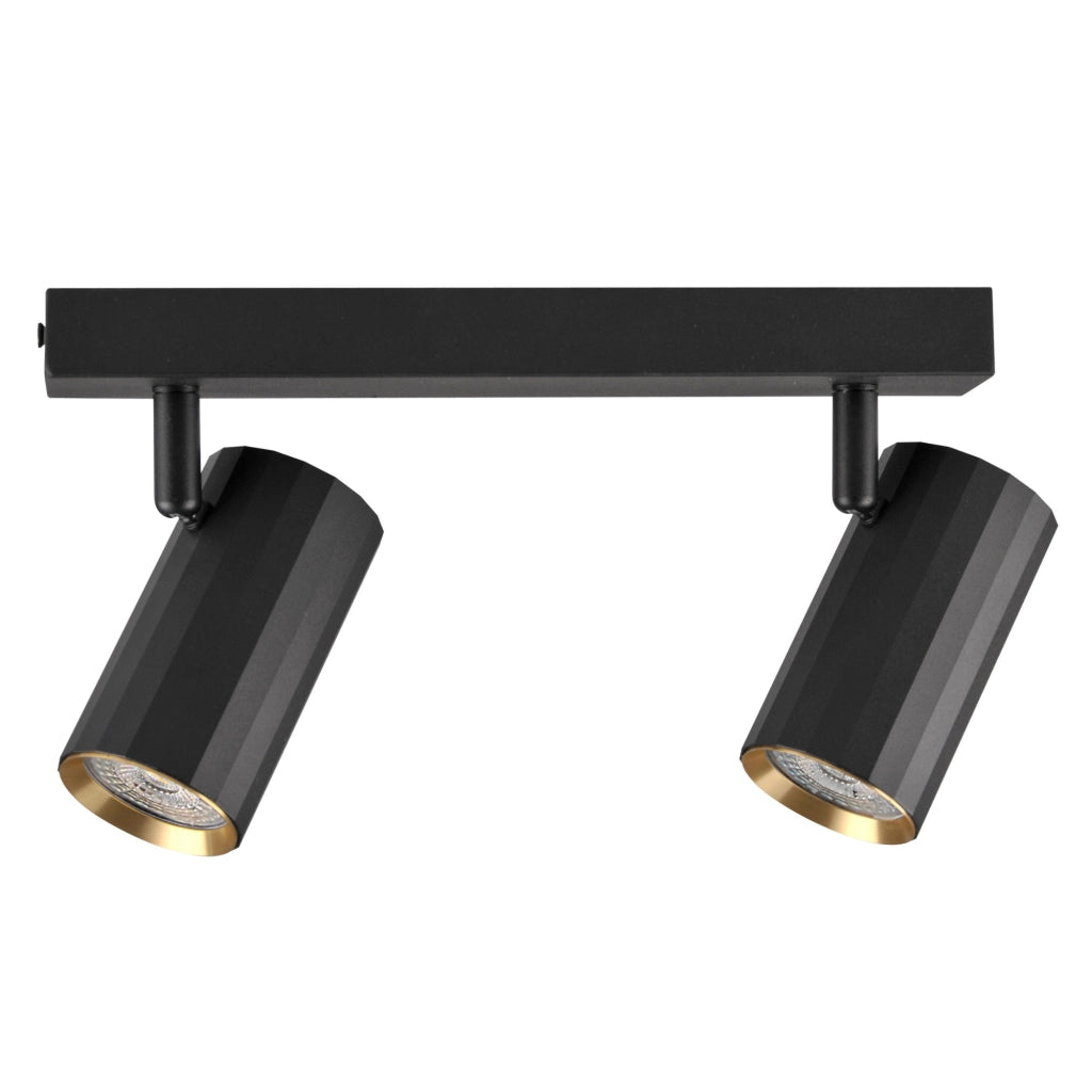 Plafoniera/applique 2 luci nero oro GU10 NICEA Polux