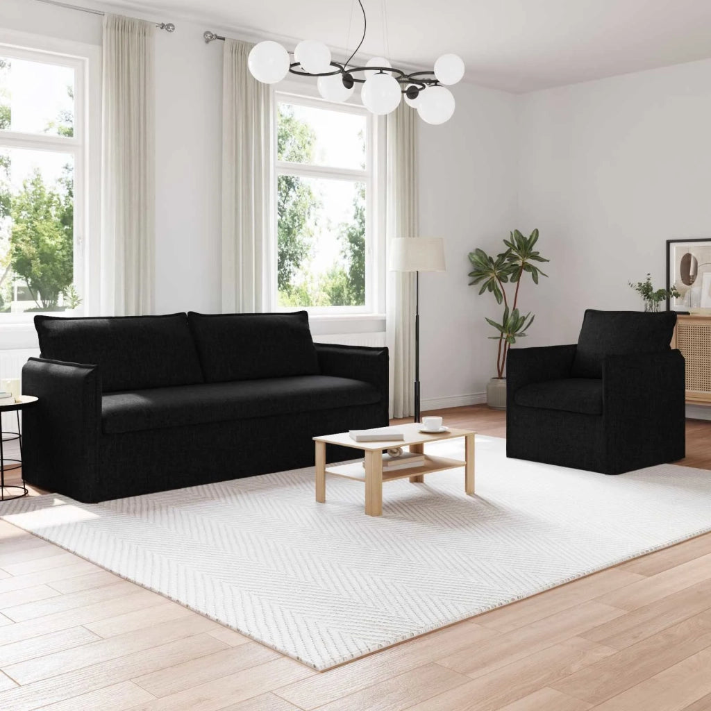 Set di divani 2 pcs Nero 196 x 82 x 85 cm Tessuto 3407613