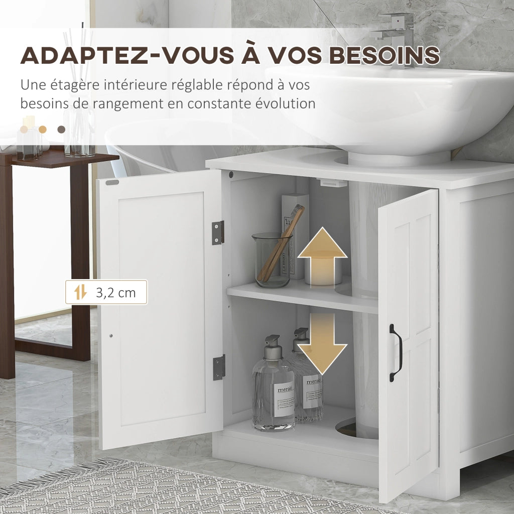 Mobile Sottolavabo Bagno con Ante e Ripiano Regolabile ¨C Minimal ¨C Bianco 60x30x60