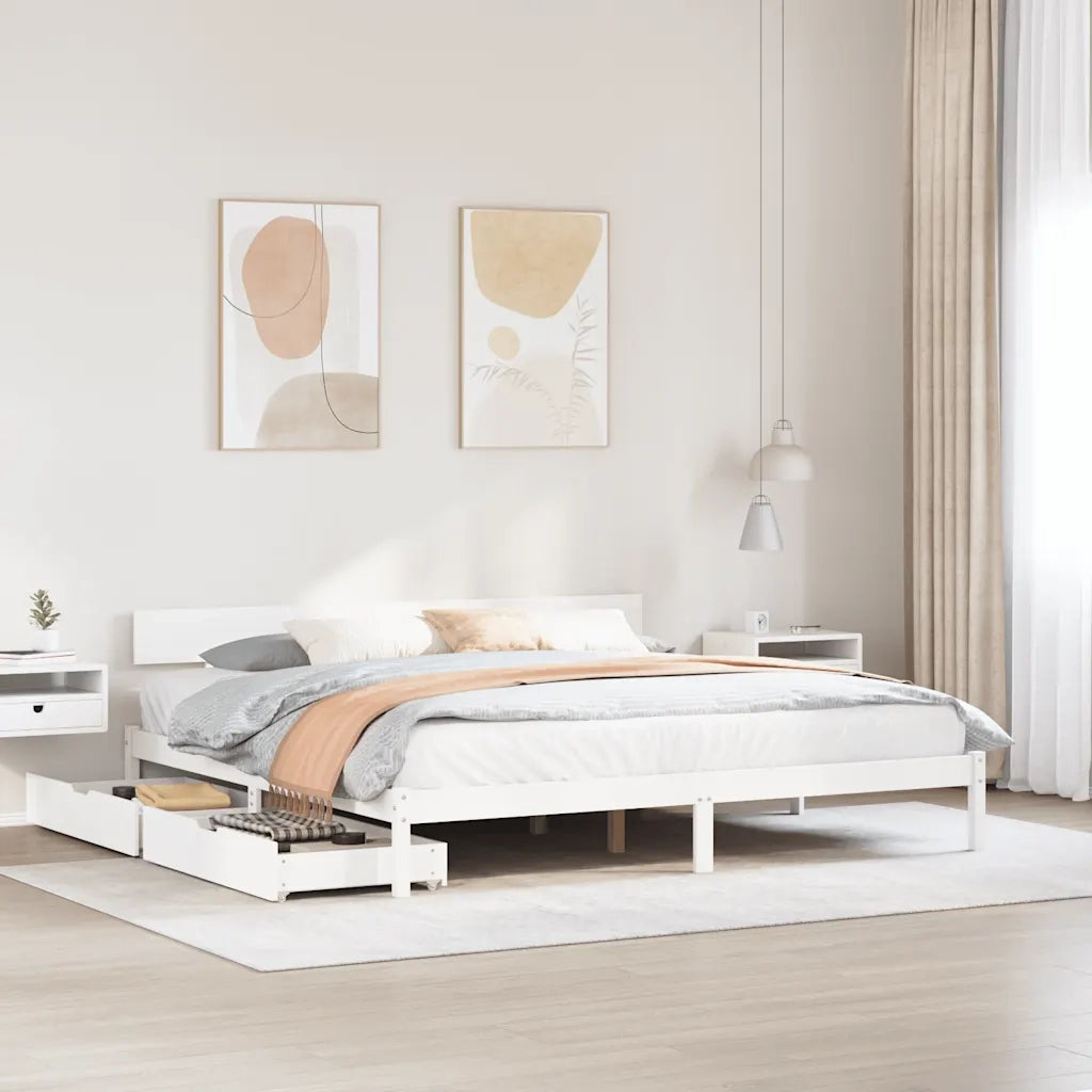 Letto senza Materasso-Struttura Letto Bianco 180x200 cm Legno Massello di Pino 479407