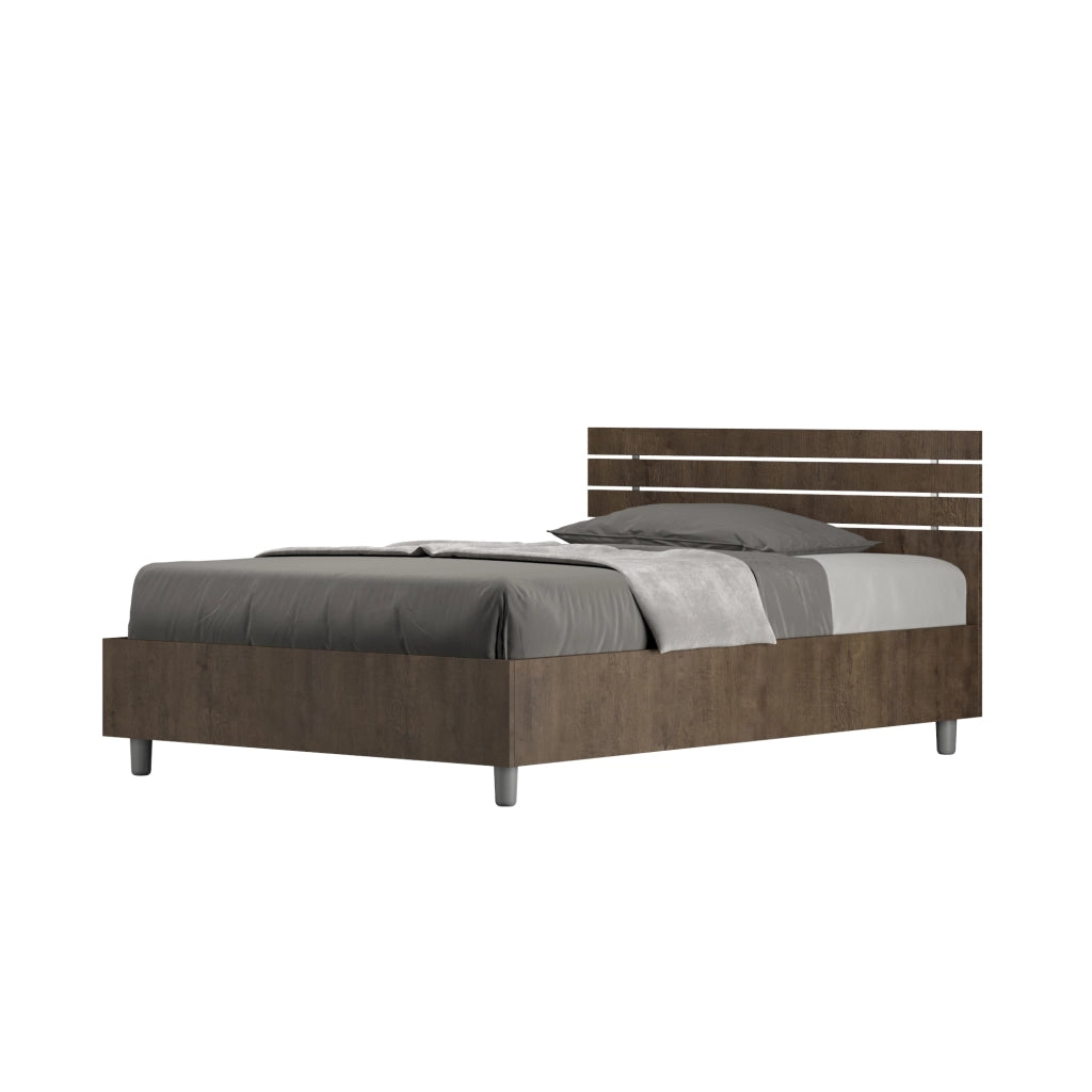 BS COM Letto una piazza e mezza con rete 120x190 testata dritta con doghe noce