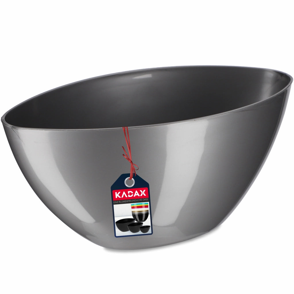 KADAX Vaso da fiori Vaso da fiori 21 cm Coperchio ovale Supporto per fiori in plastica argento