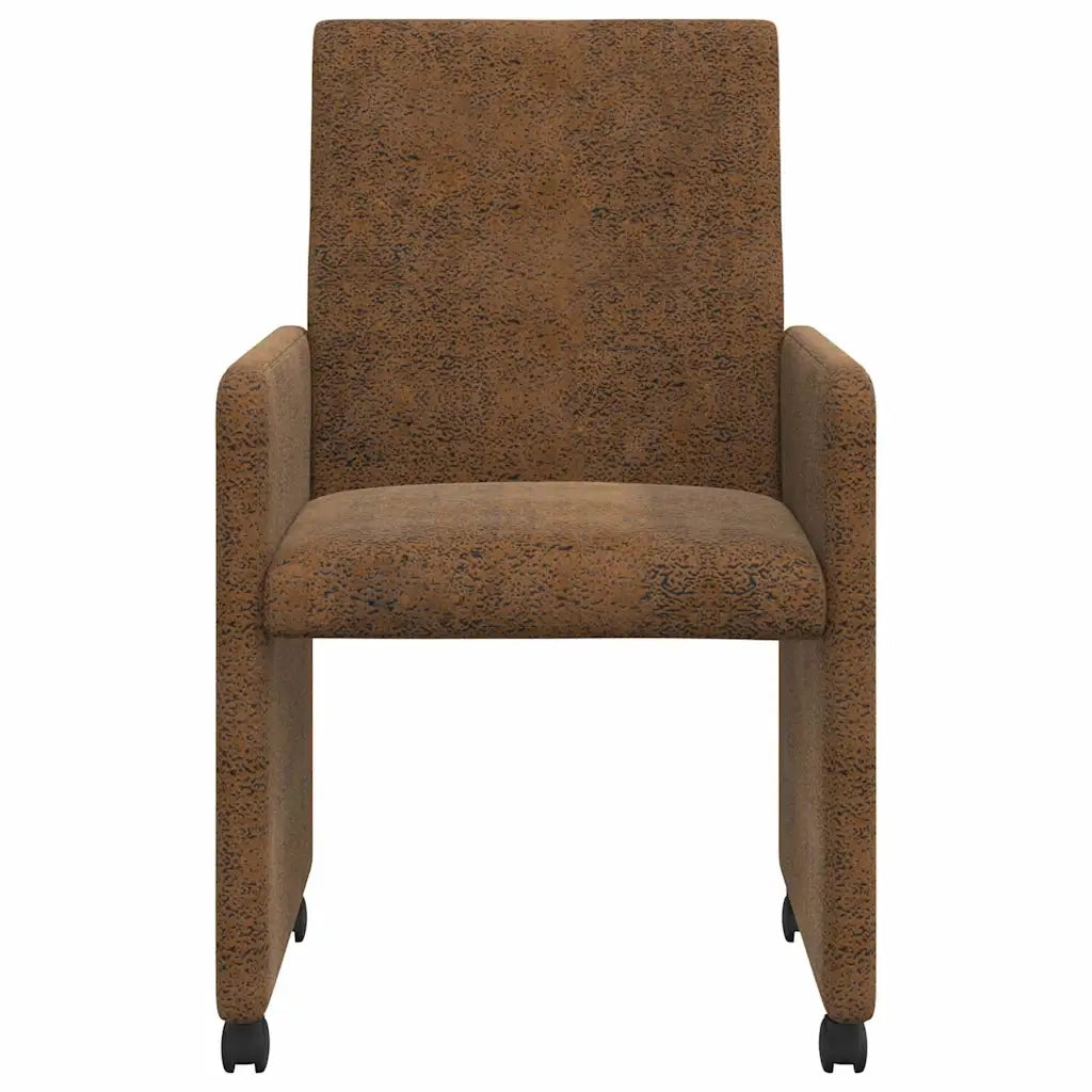 Sedie da Pranzo con Ruote 2 pcs Marrone 57 x 66 x 94 cm