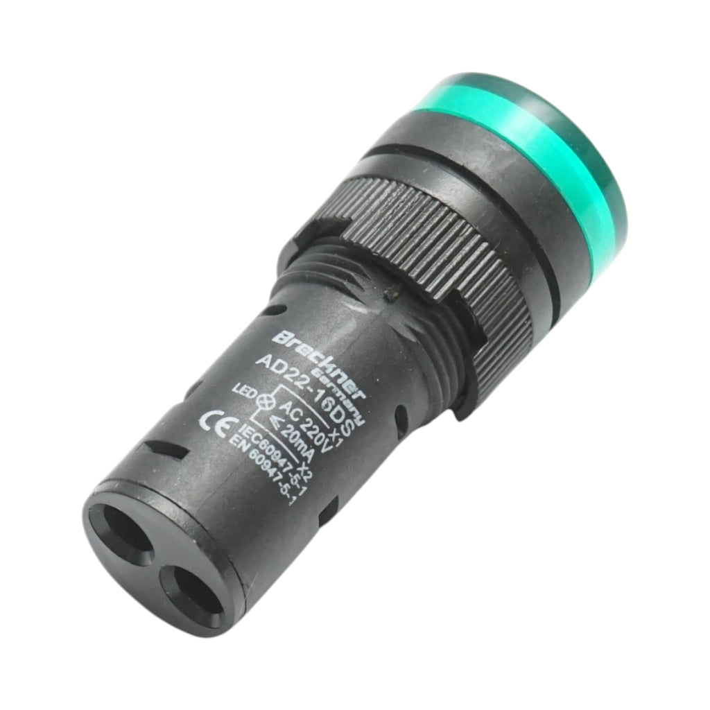 Indicatore di segnale LED verde 220V AC 16mm Breckner Germany