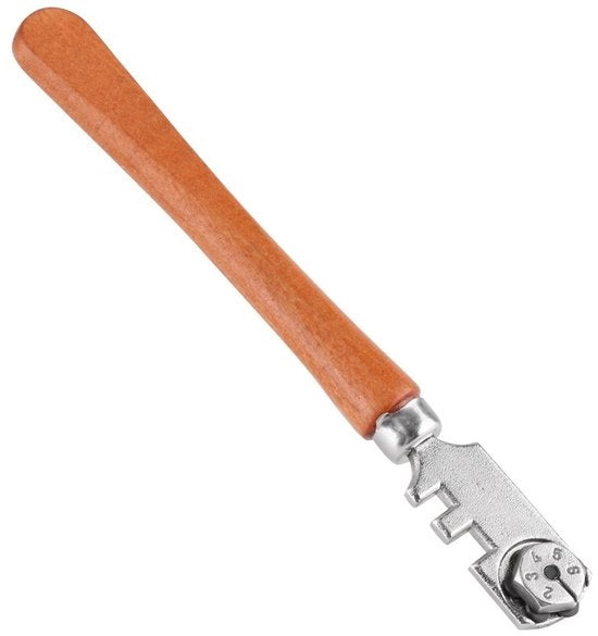 Taglierino professionale per vetro - 6 ruote - larghezza di taglio 4-10 mm - maniglia in legno - peso 18 g - adatto per opere d'arte - strumento per vetro