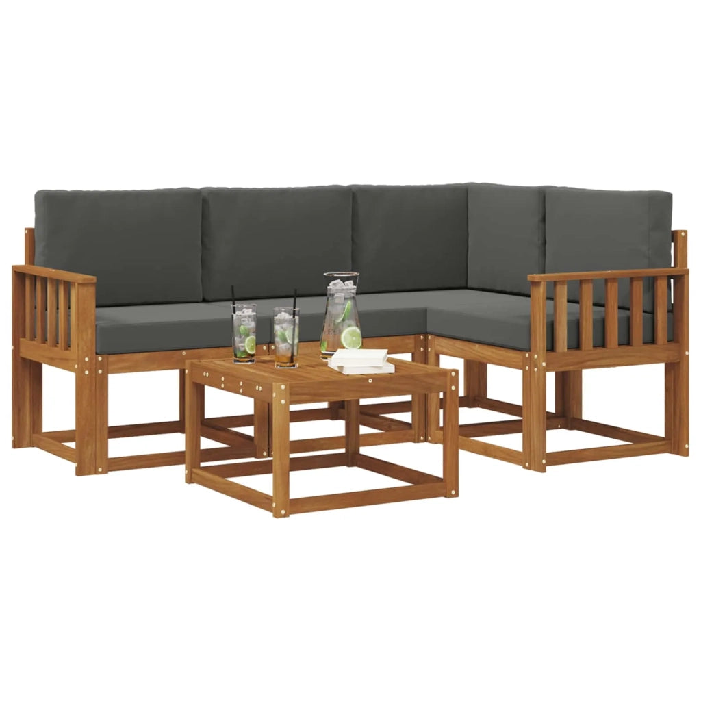 Set di divani da esterno con cuscino 5 pcs Naturale e Antracite 3366355