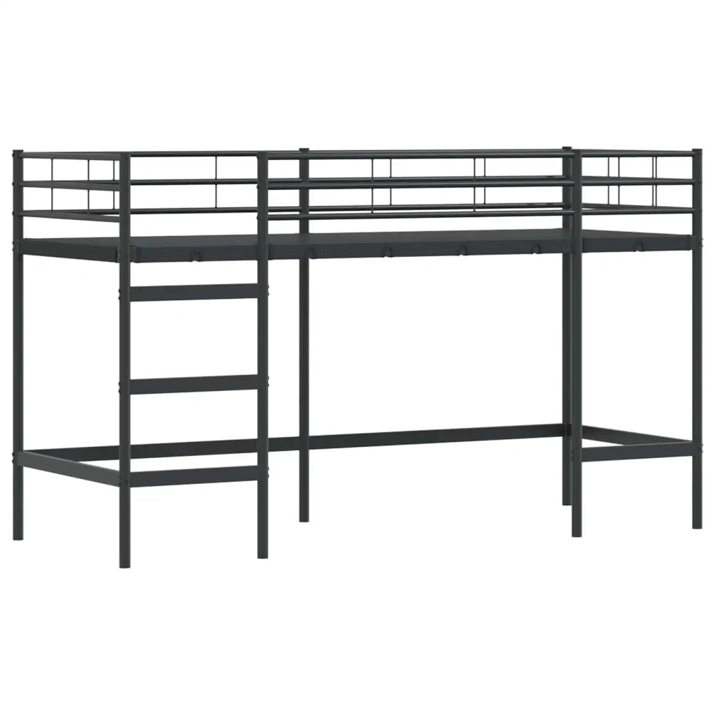 Struttura del Letto Loft per Bambini con Tendine Nero e rosa