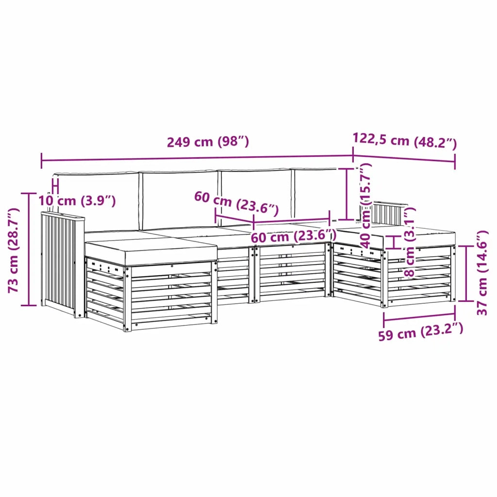 Set di divani da esterno 6 pcs Bianco e Beige 3392273