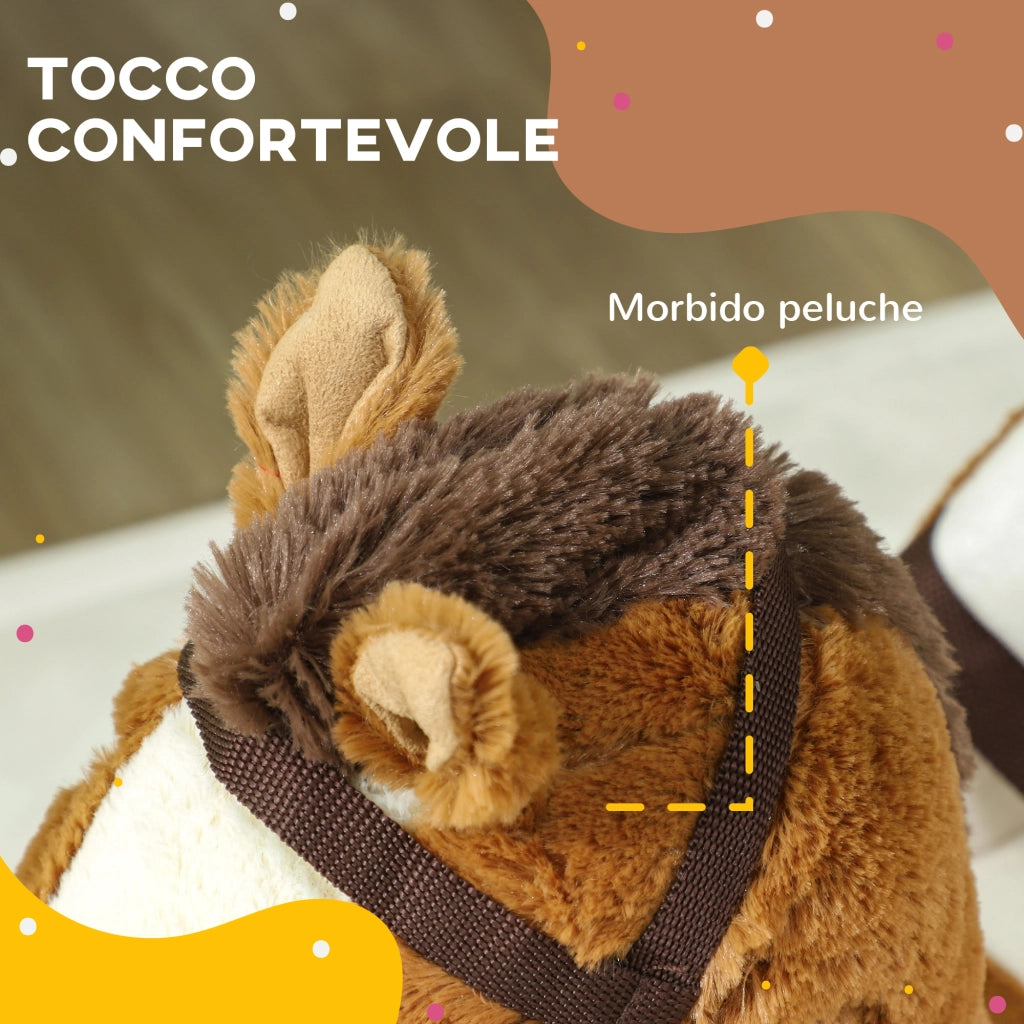 Cavallo a Dondolo Bambini Legno con Sicurezza ¨C zephmum ¨C Marrone