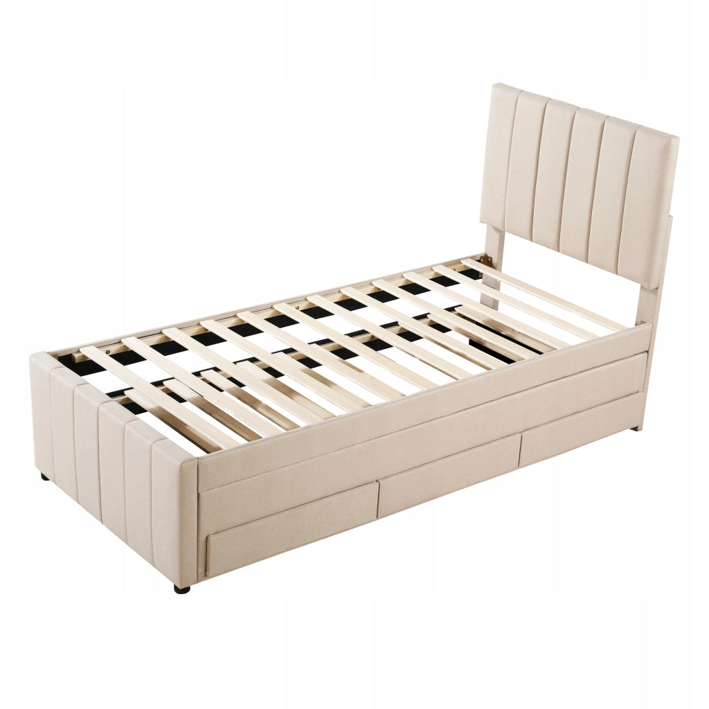 Letto imbottito 90x200 con contenitore - Xylo - Beige