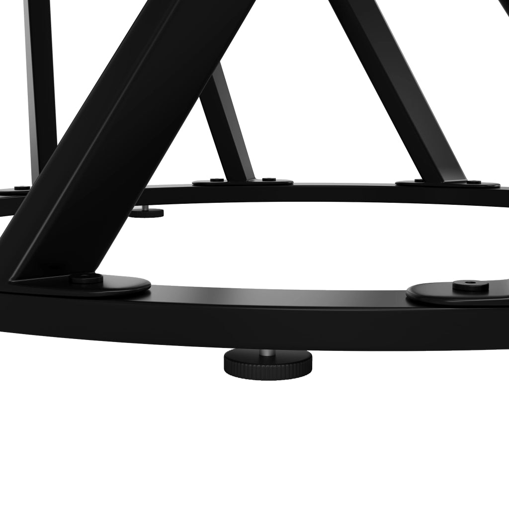 Tavolo da Pranzo Rotondo ¨C Xylo ¨C Piano MDF Effetto Marmo, Gambe in Metallo Nero, 80x80x76