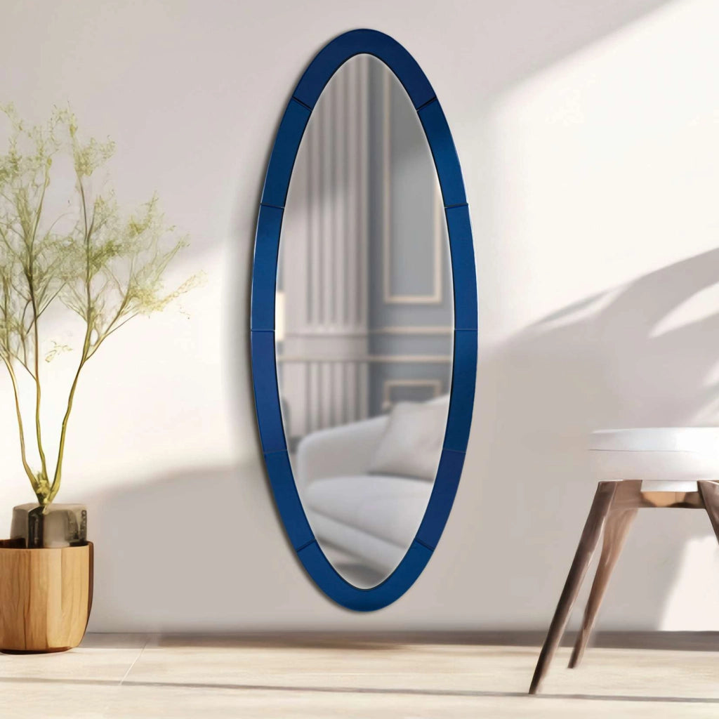 Trakai, Specchio Forma Ovale, 55x150h cm blu